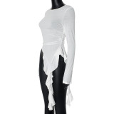 Ruffled Long Sleeve T-Shirt for Women