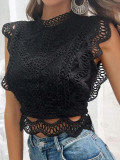Hollow Geometric Lace Chiffon Blouse for Women