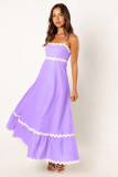 Lace Panel Maxi Dress with Strapless Bodice and Flared Hem