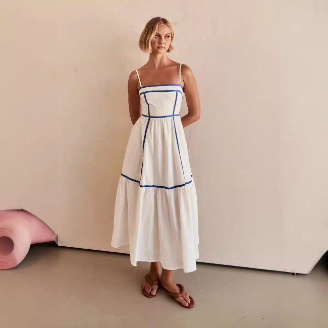 Sweet Floral Midi Slip Dress with Spaghetti Straps