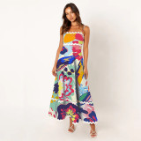 Lace Panel Maxi Dress with Strapless Bodice and Flared Hem