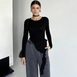 Ruffled Long Sleeve T-Shirt for Women