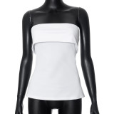 Sleek Strapless Backless Wide Lapel Slit Bodice Top