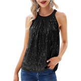 Sparkling Women's Shimmering Sequin Halter Top