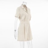 Solid Color Jumpsuit with Suit Collar