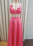 Satin Floral Embellished Camisole and Maxi Skirt Two-Piece Set