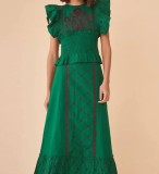 Floral Waist-Defined Jumpsuit Dress Set