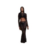 Lace Hollow Out Top + Skirt Two-Piece Set