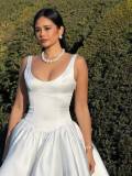 White Backless Bow Tie Sleeveless Mini Dress