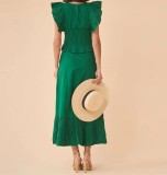 Floral Waist-Defined Jumpsuit Dress Set