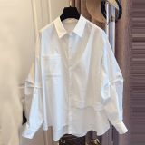 Waffle Layered Look Vintage Oversized Casual Shirt