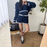 Zipper Knit Sweater and Shorts Set