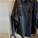 Waffle Layered Look Vintage Oversized Casual Shirt