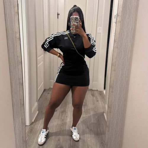 Black Hoodie and Mini Skirt Set for Women