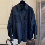 Waffle Layered Look Vintage Oversized Casual Shirt