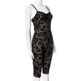 Lace Sheer Cami Top and Butt-Lifting Casual Pants Set