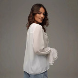 Ruffled Cardigan with Tie Design