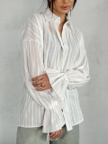 Cotton Floral Print Loose Fit Collared Shirt with Bell Sleeves