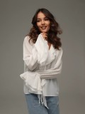 Ruffled Cardigan with Tie Design
