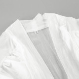 Ruffled Edge Tie-Front Tencel Chiffon Shirt