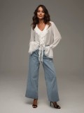 Ruffled Cardigan with Tie Design