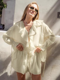 Ruffled Hem Casual Loose Top and Shorts Two-Piece Set for Women