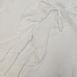 Ruffled Cardigan with Tie Design
