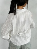Cotton Floral Print Loose Fit Collared Shirt with Bell Sleeves