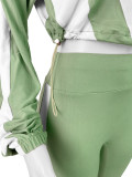 Elastic Waist Color Block Splicing Sports Leisure Two-Piece Set