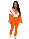 Elastic Waist Color Block Splicing Sports Leisure Two-Piece Set
