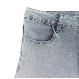 Multi-Pocket Work wear Denim Trousers with Stretch Fabric Pant Jeans Women