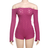 Sexy Off-Shoulder Long Sleeve High-Waist Bodycon Jumpsuit
