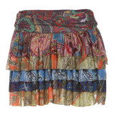 Fashion Women's Sexy High Waist Boho Print Mini Skirt