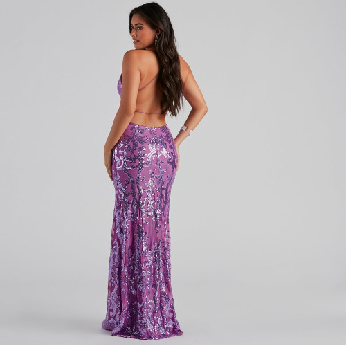 Sparkling Sequin Anisa Formal Sequin A-Line Evening Dress