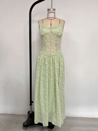 Sexy Floral Print High-Slit Maxi Dress with Spaghetti Straps