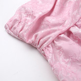 Floral Satin Strapless Dress