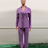Purple Color Tie-Up Casual Fashion Set