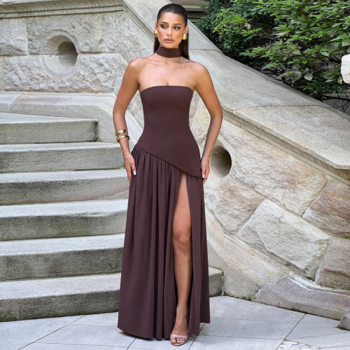 Sensational Backless Strapless Flirty Split Dress