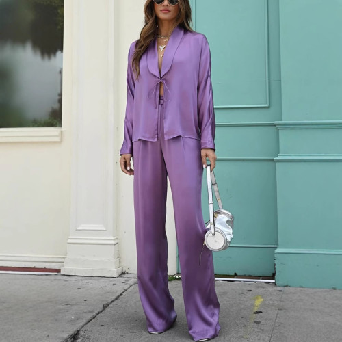 Purple Color Tie-Up Casual Fashion Set