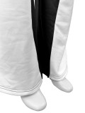 Double-Layer Ribbed Color Block Wide-Leg Flared Pants Two-Piece Set