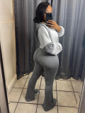 Twist Ribbed Hoodie with Flare Pants Two-Piece Set