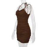 Elegant Ruched Spaghetti Strap Dress