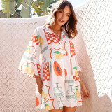 Boho-Style Loose Short Dress with Bell Sleeves
