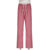 Colorblock Drawstring Wide-Leg Trousers for Casual
