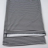 Knit Striped Colorblock Drawstring Trousers for Work and Casual Wear