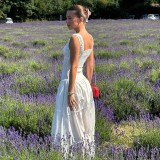 Sexy White Square-Neck Loose Fit Sweet Dress