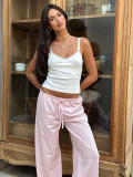 Knit Striped Colorblock Drawstring Trousers for Work and Casual Wear