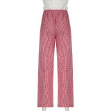 Colorblock Drawstring Wide-Leg Trousers for Casual
