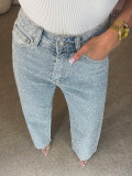 Luxury Wash Low-Rise Straight Jeans for Women