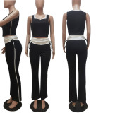 Color-Block Spliced Tank Top & Flared Lounge Set
